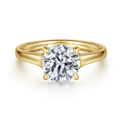 Gia - 14K Yellow Gold Round Diamond Engagement Ring