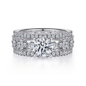 Gianna - 14K White Gold Split Shank Round Diamond Engagement Ring