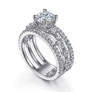 Gianna - 14K White Gold Split Shank Round Diamond Engagement Ring