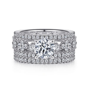 Gianna - 14K White Gold Split Shank Round Diamond Engagement Ring