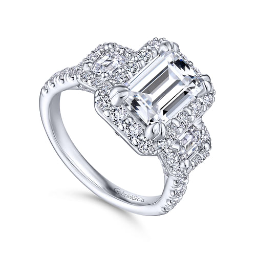 Gibson - 14K White Gold Emerald Cut Diamond Engagement Ring - 1.7 ct - Shot 3