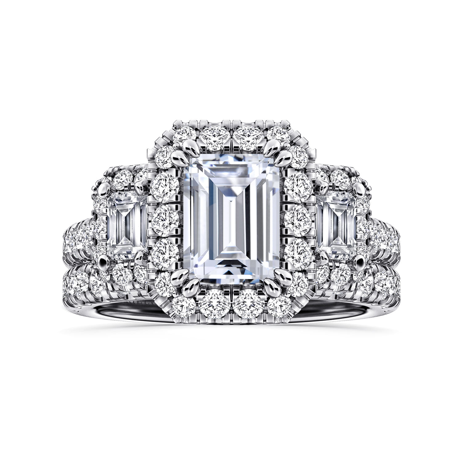 Gibson - 14K White Gold Emerald Cut Diamond Engagement Ring