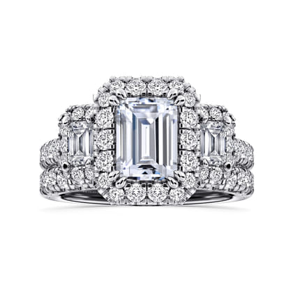 Gibson - 14K White Gold Emerald Cut Diamond Engagement Ring