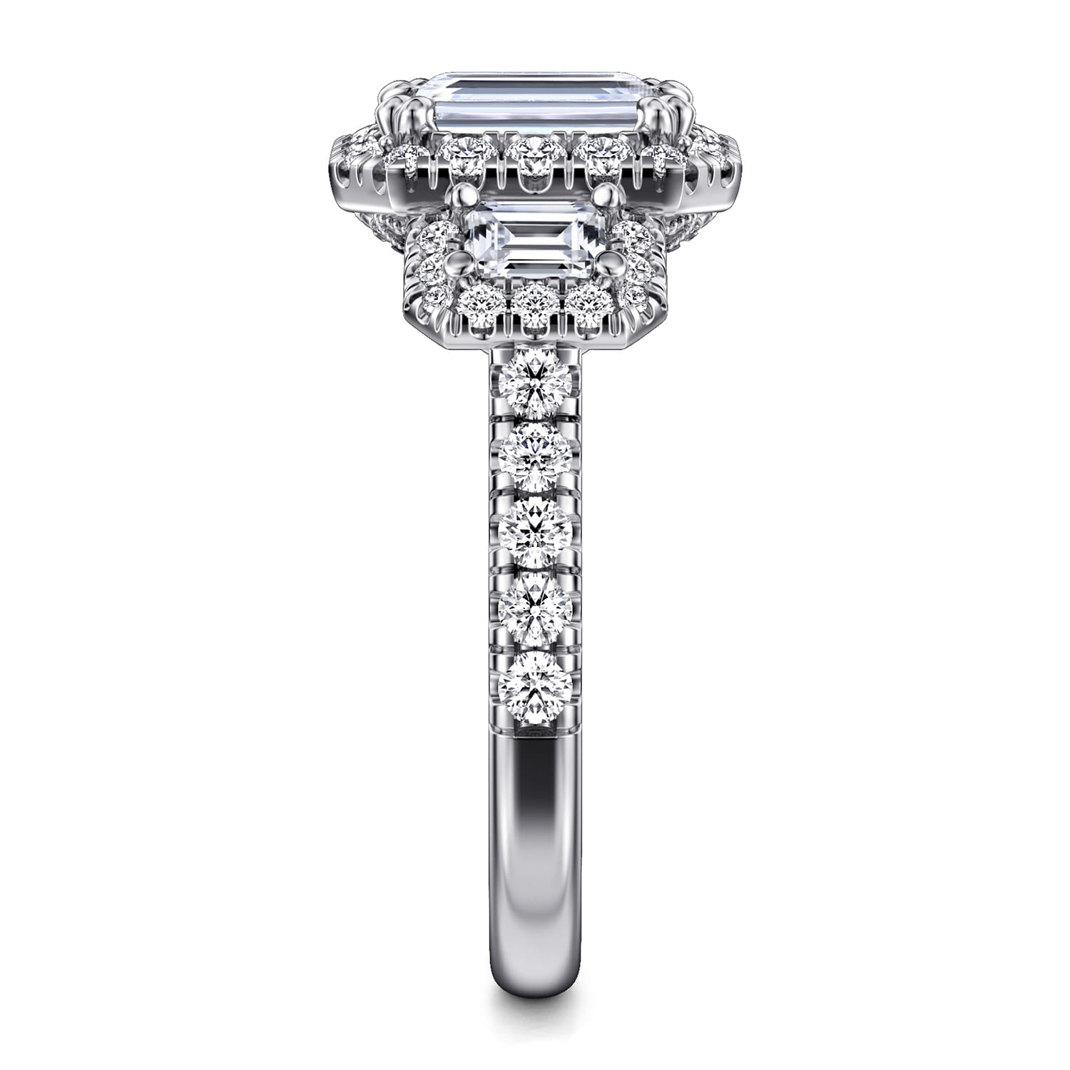 Gibson - 14K White Gold Emerald Cut Diamond Engagement Ring