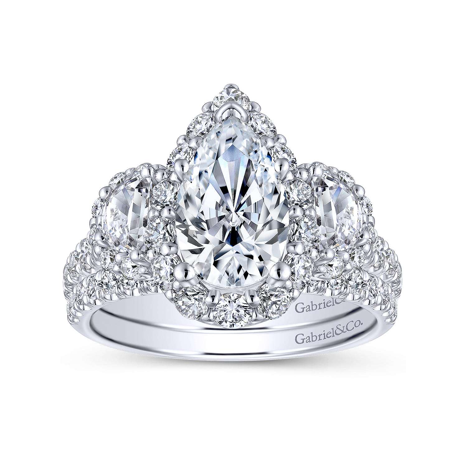 Gibson - 14K White Gold Pear Shape Diamond Engagement Ring