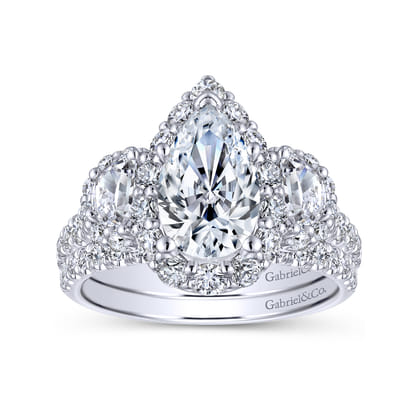 Gibson - 14K White Gold Pear Shape Diamond Engagement Ring