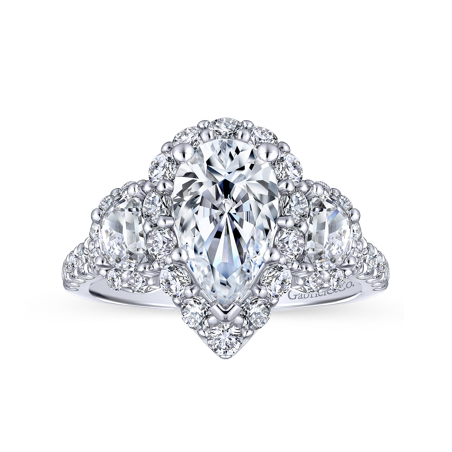 Gibson - 14K White Gold Pear Shape Diamond Engagement Ring