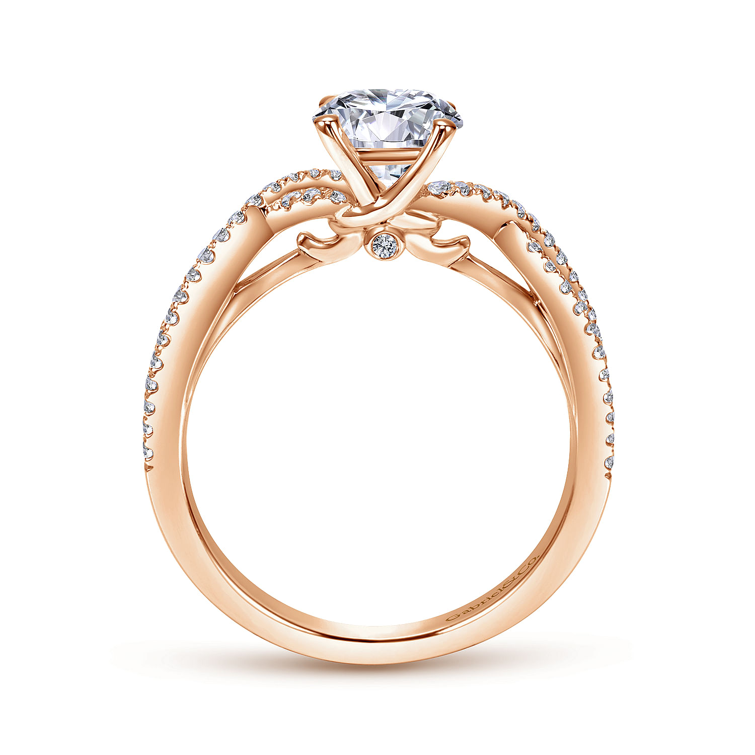 Gina - 14K Rose Gold Twisted Round Diamond Engagement Ring - 0.2 ct - Shot 2