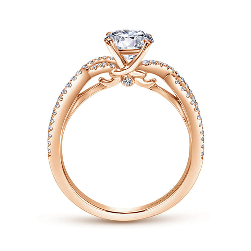 Gina - 14K Rose Gold Twisted Round Diamond Engagement Ring - 0.2 ct - Shot 2