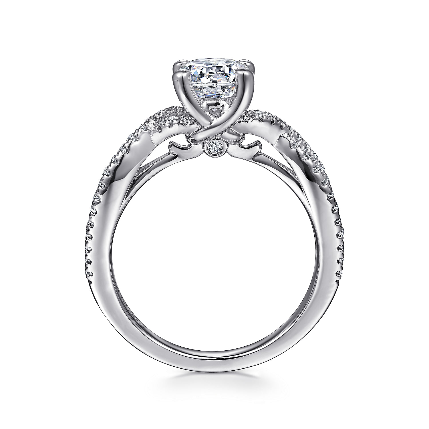 Gina - 14K White Gold Round Twisted Diamond Engagement Ring - 0.2 ct - Shot 2