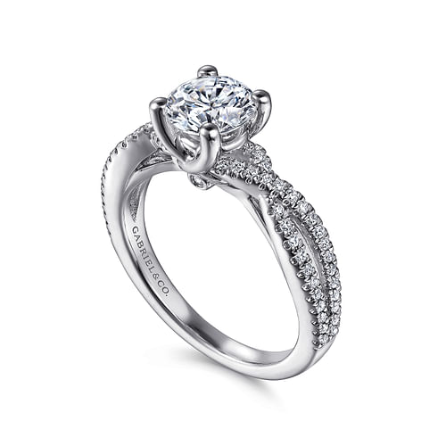 Gina - 14K White Gold Round Twisted Diamond Engagement Ring - 0.2 ct - Shot 3