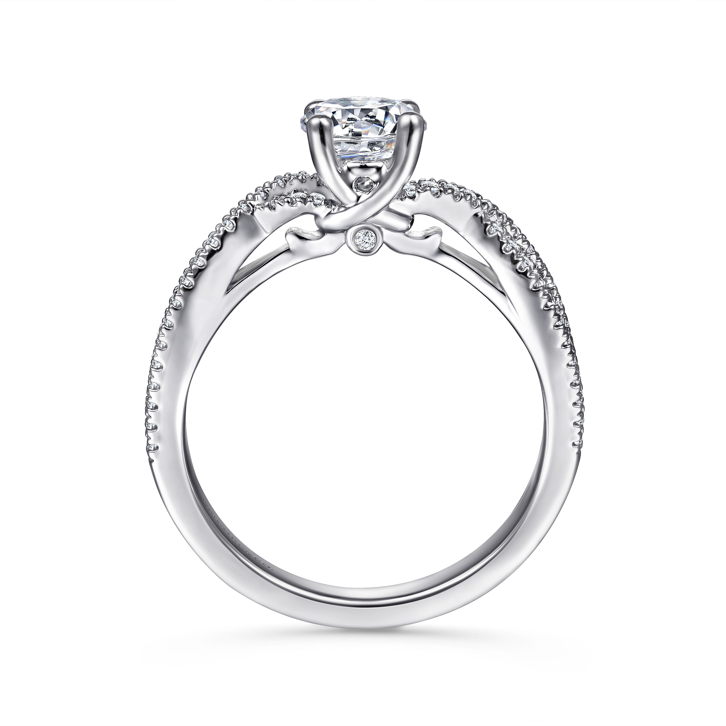 Gina - 14K White Gold Round Twisted Diamond Engagement Ring - 0.19 ct - Shot 2