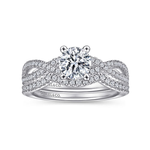 Gina - 14K White Gold Round Twisted Diamond Engagement Ring - 0.19 ct - Shot 4