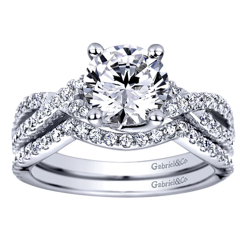 Gina - 14K White Gold Round Twisted Diamond Engagement Ring - 0.32 ct - Shot 4