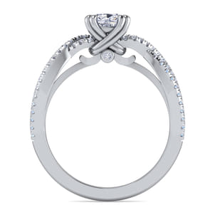 Gina - 14K White Gold Twisted Cushion Cut Diamond Engagement Ring