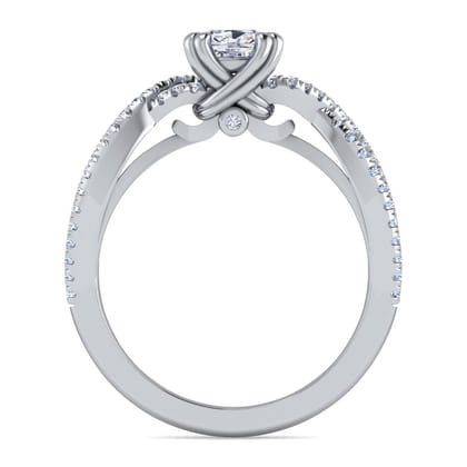Gina - 14K White Gold Twisted Cushion Cut Diamond Engagement Ring