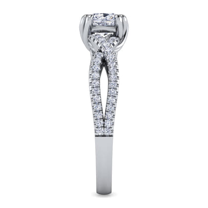 Gina - 14K White Gold Twisted Cushion Cut Diamond Engagement Ring