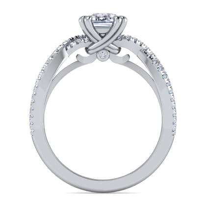Gina - 14K White Gold Twisted Emerald Cut Diamond Engagement Ring