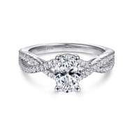 Gina - 14K White Gold Twisted Oval Diamond Engagement Ring