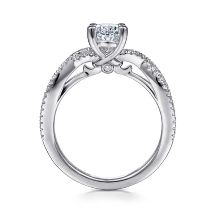 Gina - 14K White Gold Twisted Oval Diamond Engagement Ring