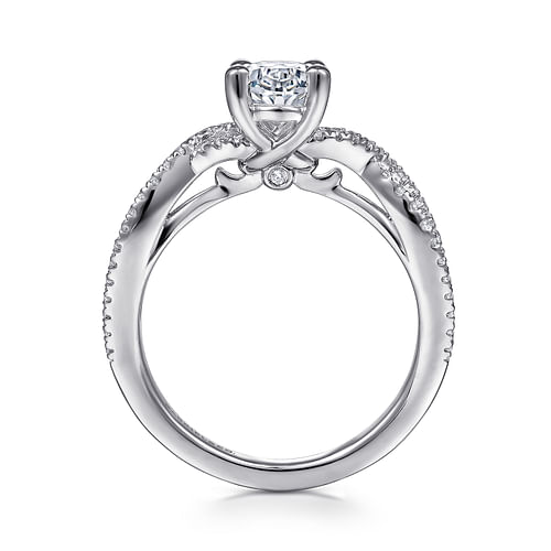 Gina - 14K White Gold Twisted Oval Diamond Engagement Ring - 0.2 ct - Shot 2