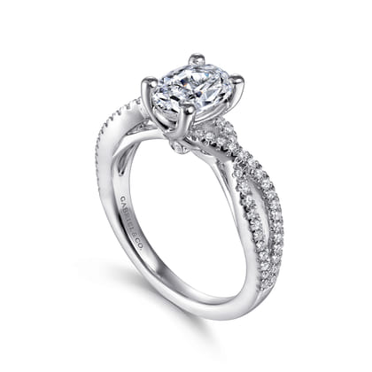 Gina - 14K White Gold Twisted Oval Diamond Engagement Ring