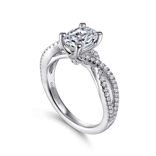 Gina - 14K White Gold Twisted Oval Diamond Engagement Ring - 0.2 ct - Shot 3