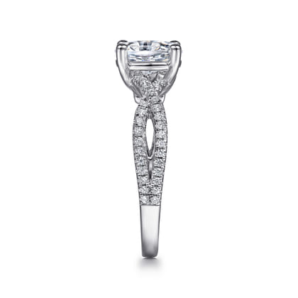 Gina - 14K White Gold Twisted Oval Diamond Engagement Ring