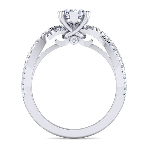 Gina - 14K White Gold Twisted Pear Shape Diamond Engagement Ring - 0.2 ct - Shot 2
