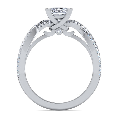 Gina - 14K White Gold Twisted Princess Cut Diamond Engagement Ring - 0.2 ct - Shot 2