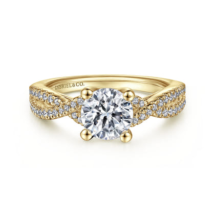 Gina - 14K Yellow Gold Round Diamond Twisted Engagement Ring