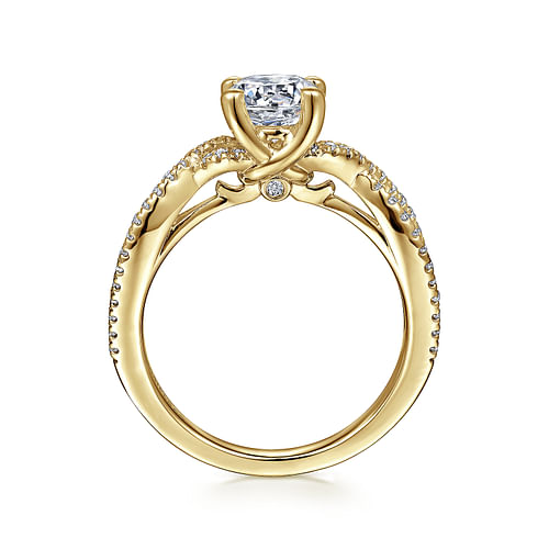Gina - 14K Yellow Gold Round Diamond Twisted Engagement Ring - 0.2 ct - Shot 2