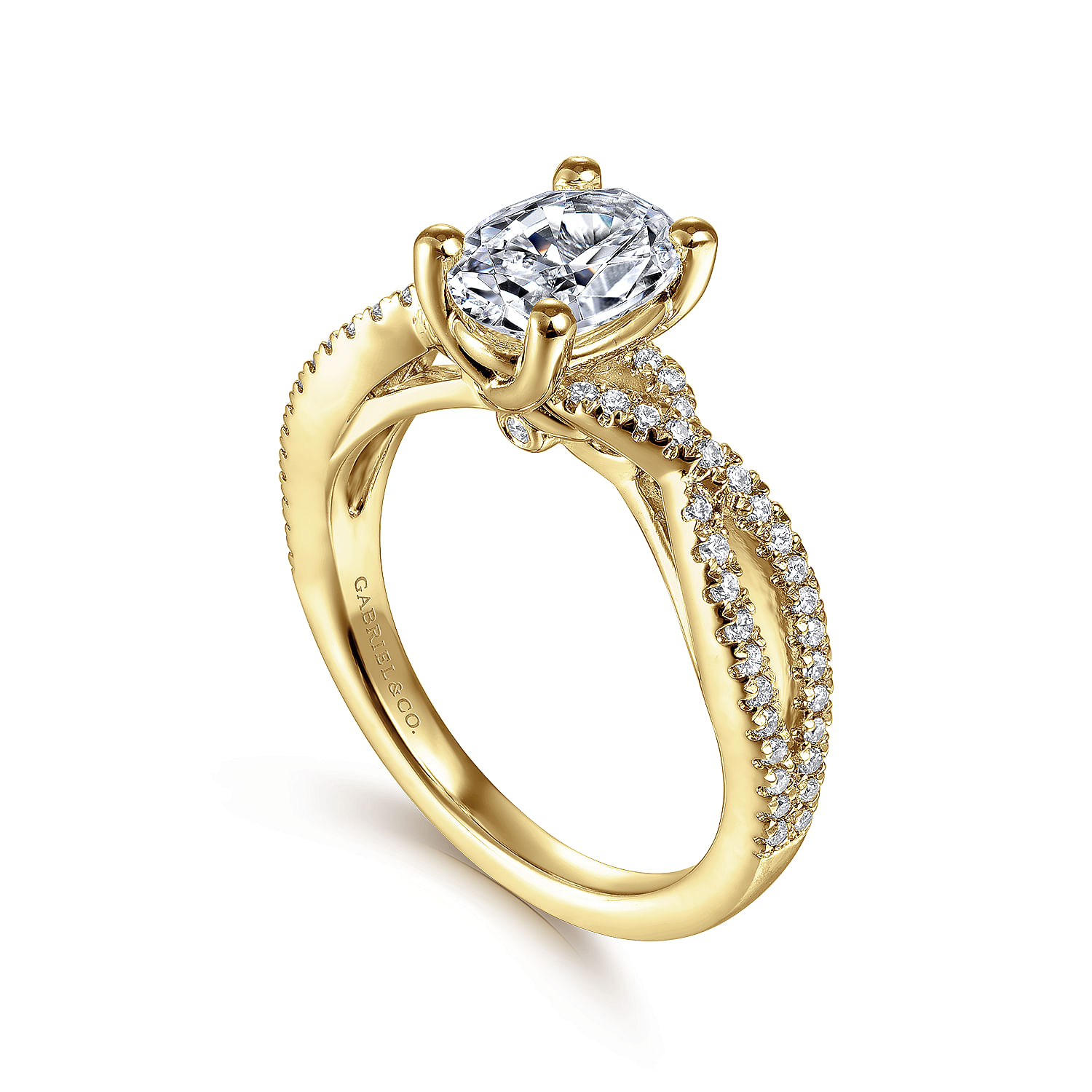 Gina - 14K Yellow Gold Twisted Oval Diamond Engagement Ring - 0.2 ct - Shot 3