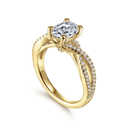 Gina - 14K Yellow Gold Twisted Oval Diamond Engagement Ring