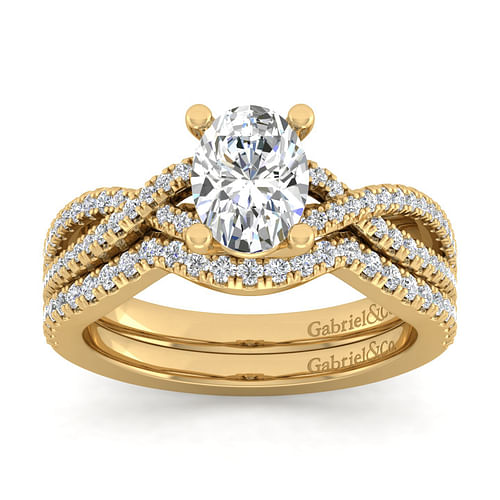 Gina - 14K Yellow Gold Twisted Oval Diamond Engagement Ring - 0.2 ct - Shot 4