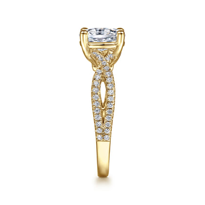 Gina - 14K Yellow Gold Twisted Oval Diamond Engagement Ring
