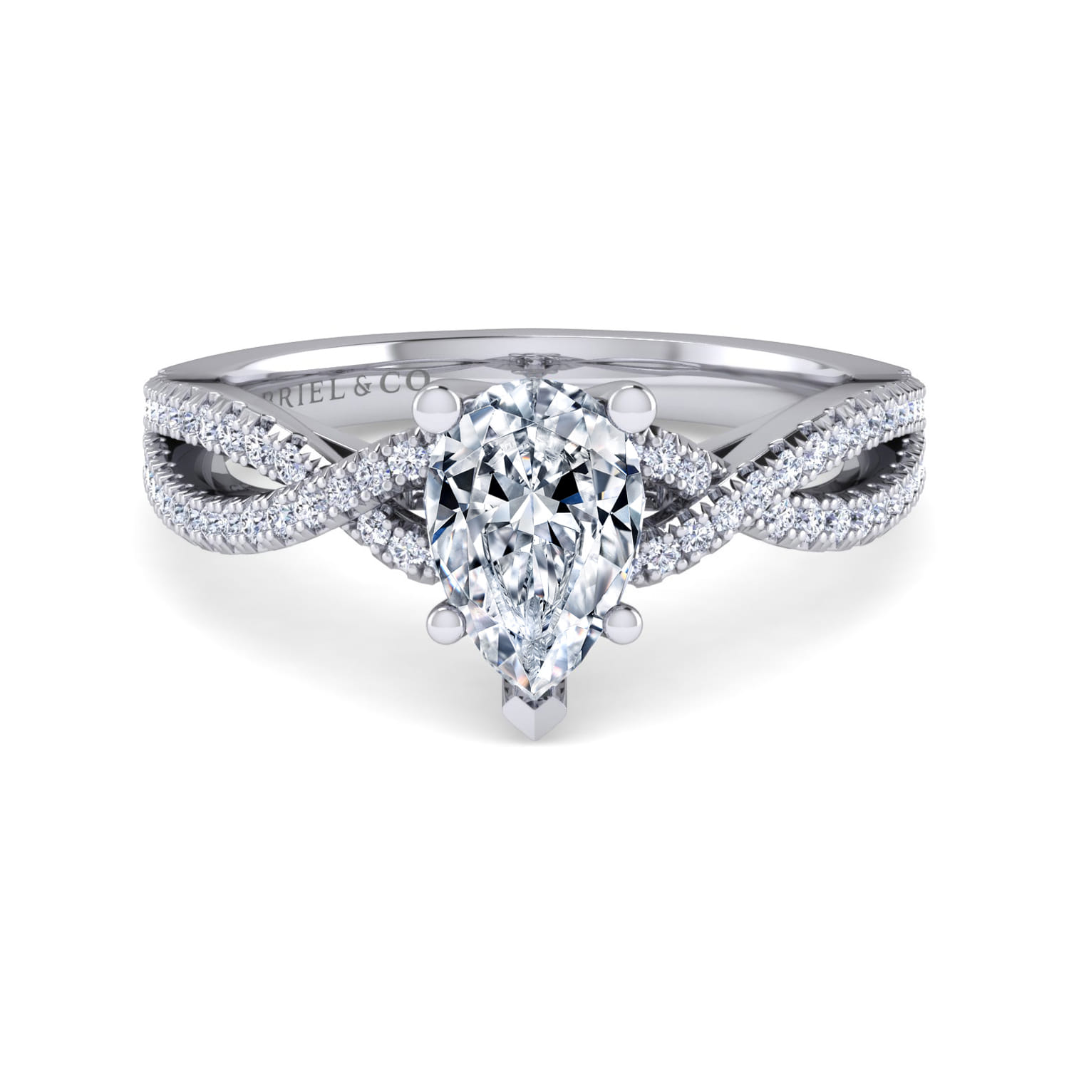 Gina - Platinum Pear Shape Twisted Diamond Engagement Ring