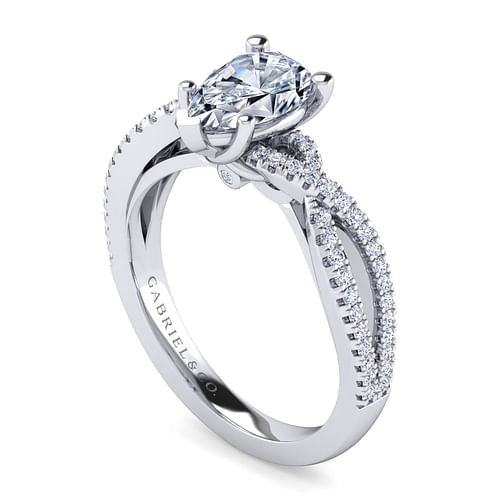 Gina - Platinum Pear Shape Twisted Diamond Engagement Ring - 0.2 ct - Shot 3