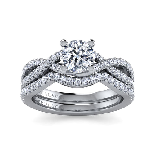 Gina - Platinum Round Twisted Diamond Engagement Ring - 0.2 ct - Shot 4
