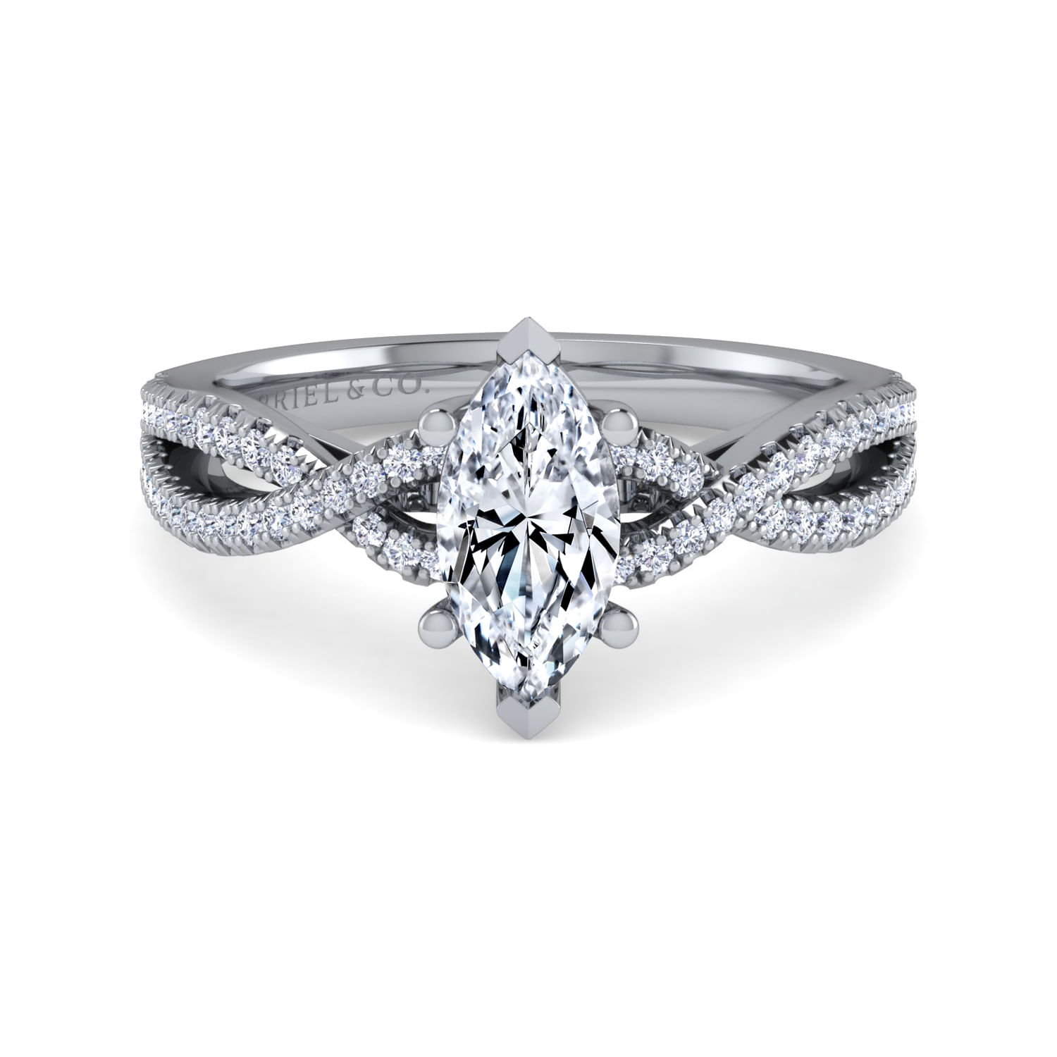 Gina - Platinum Twisted Marquise Shape Diamond Engagement Ring