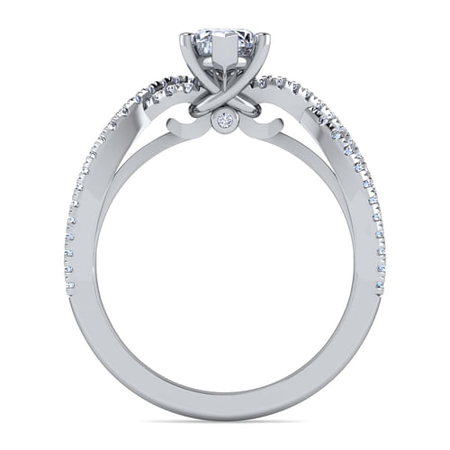 Gina - Platinum Twisted Marquise Shape Diamond Engagement Ring - 0.2 ct - Shot 2