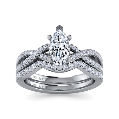 Gina - Platinum Twisted Marquise Shape Diamond Engagement Ring