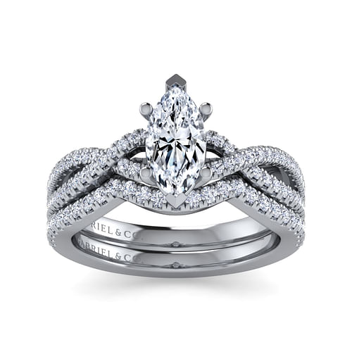 Gina - Platinum Twisted Marquise Shape Diamond Engagement Ring - 0.2 ct - Shot 4