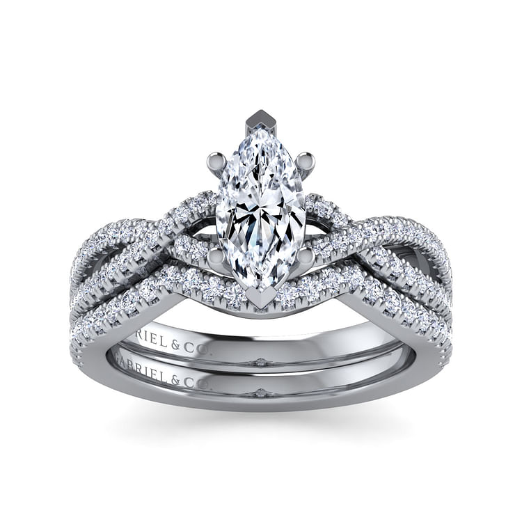 Gina - Platinum Twisted Marquise Shape Diamond Engagement Ring