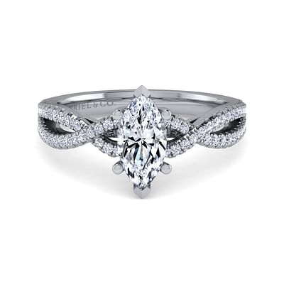 Gina - Twisted Marquise Shape Diamond Engagement Ring in Platinum