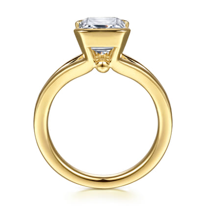 Giocanda - 14K Yellow Gold Split Shank Half Bezel Emerald Cut Diamond Engagement Ring