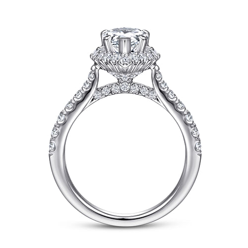 Giordana - 14K White Gold Pear Shape Halo Diamond Engagement Ring - 0.82 ct - Shot 2