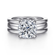 Giova - 14K White Gold Round Diamond Engagement Ring