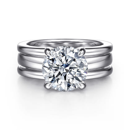 Giova - 14K White Gold Round Diamond Engagement Ring