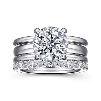 Giova - 14K White Gold Round Diamond Engagement Ring